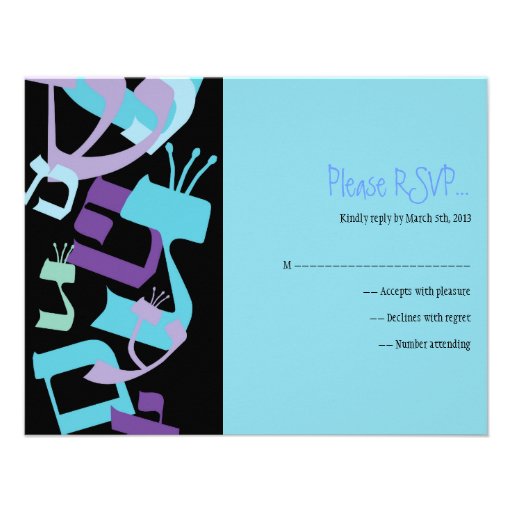 HEBREW LETTERS TREE Bar Mitzvah Reply Card