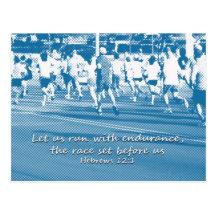 Hebrews 12:1 Let us run the race Postcard