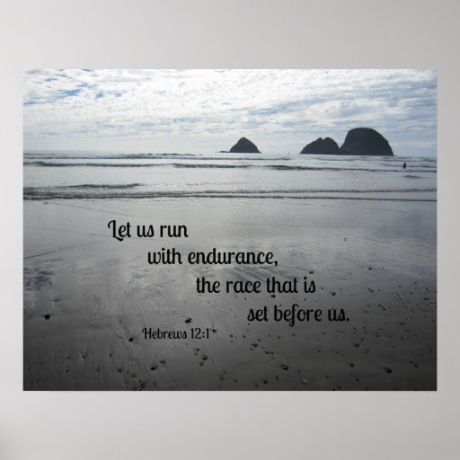 Hebrews 121 Let us run with endurance... Poster Zazzle
