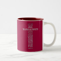Hebrews 12:2 - Silver on Crimson mugs by 777Images Hebrews 12:2 - Silver on Crimson mugs