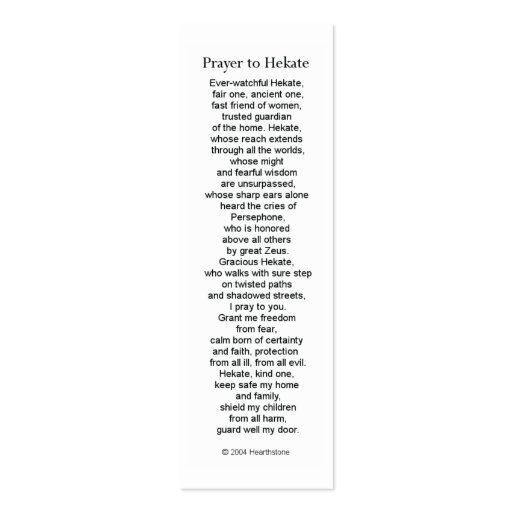 Hecate (Hekate) Prayer Card | Zazzle
