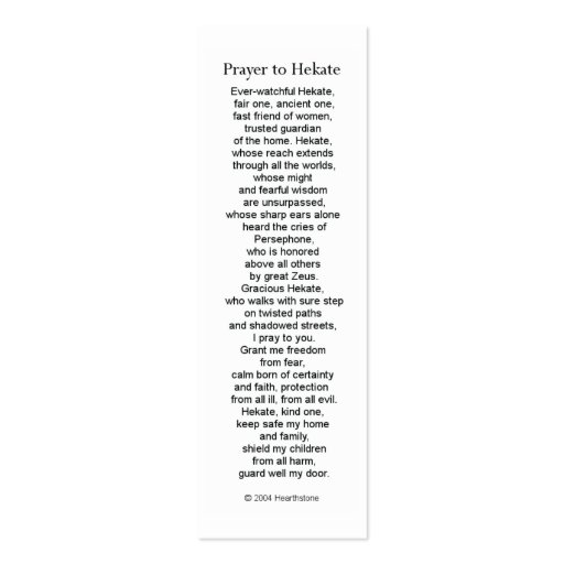 Hecate (Hekate) Prayer Card Business Card Templates (front side)