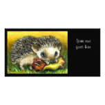 Hedgehog and apple personalized photo card