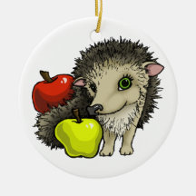 Hedgehog and apples christmas tree ornaments