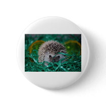Hedgehog Baby in Easter Grass Pinback Button
