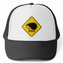 Hedgehog Crossing Highway Sign Mesh Hats