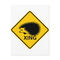 Hedgehog Crossing Highway Sign Post Cards