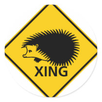 Hedgehog Crossing Highway Sign stickers by wesleyowns Hedgehog Crossing Highway Sign stickers