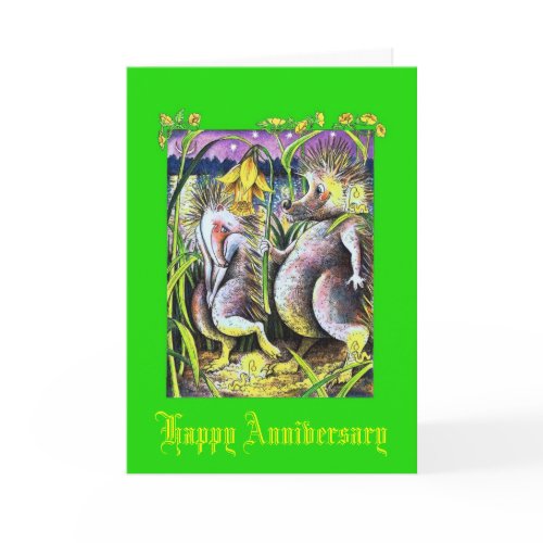 Hedgehog Emerald Wedding Anniversary card