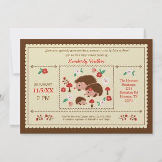 Hedgehog Family Unisex Baby Shower Invitation
