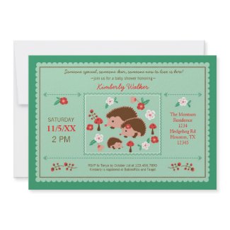 Hedgehog Family Unisex Baby Shower Invitation