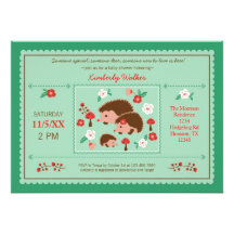 Hedgehog Family Unisex Baby Shower Invitation