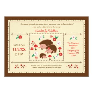 Hedgehog Family Unisex Baby Shower Invitation