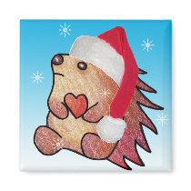 Hedgehog Hearts Santa magnets by BitsOfWhimsy Hedgehog Hearts Santa magnets