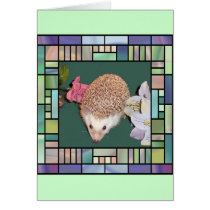 Hedgehog in stained glass style frame cards
