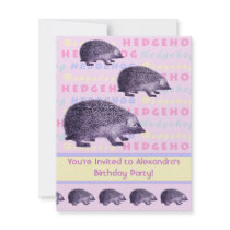 Hedgehog Little Girl's Birthday Party Invitation