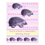 Hedgehog Little Girl's Birthday Party Invitation