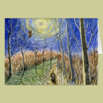 Hedgehog, Owl and Moon illustration cards
