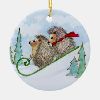 Hedgehog Sled Ornament