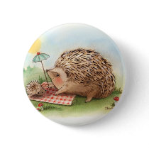 Hedgehog Summer afternoon Pinback Button