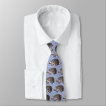 Hedgehog Tie - Blue with Repeated Word Hedgehog ties