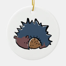 hedgehog with baby ornaments