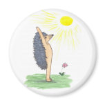 Hedgehog Yoga, Mountain Pose (Arms Stretched Up) Refrigerator Magnets