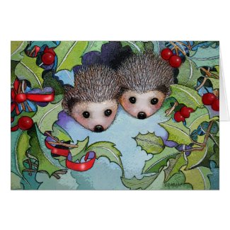 Hedgehogs Christmas Holiday Card