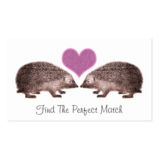 Hedgehogs in Love Romantic Matchmaking Dating Business Card Templates (front side)
