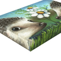 Hedgehogs on a date canvas prints