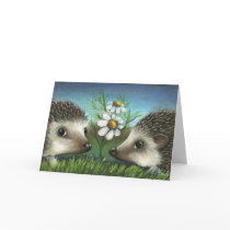 Hedgehogs on a date greeting card