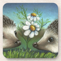 Hedgehogs on a date cork coasters