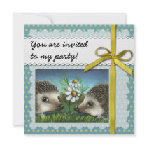 Hedgehogs on a date personalized announcements