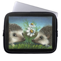 Hedgehogs on a date laptop sleeves