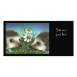 Hedgehogs on a date photo card