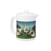 Hedgehogs on a date teapots