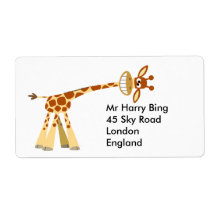 Hee Hee Hee!! cartoon giraffe Avery Label