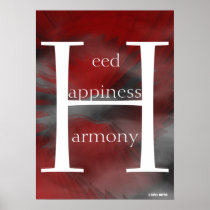 Heed Happiness Harmony Red Poster- Cust.