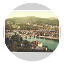 Heidelberg, seen from the Philosophenweg, Baden, G Round Sticker