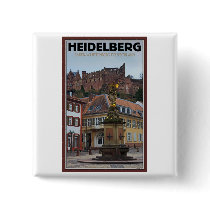 Heidelberg - Statue and Castle Pinback Button