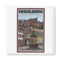 Heidelberg - Statue and Castle Fridge Magnet