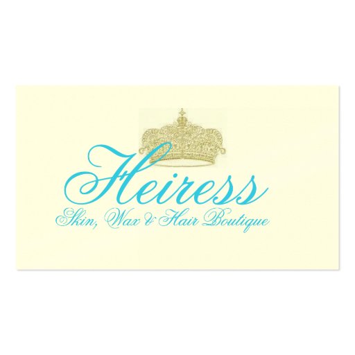 Heiress - Skin, Wax and Hair Business Cards (front side)