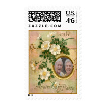 Heirloom Rose 50th Anniversary Personalized Photo Stamp