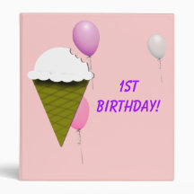 Helado y carpeta del cumpleaños de los globos