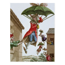 Held Aloft by Umbrellas and Butterflies Post Cards