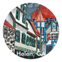 Helen GA vacation paradise German town Georgia art Round Sticker