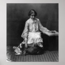 Helen Keller with Dog Poster