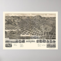 Helena, MT Panoramic Map - 1890 Print
