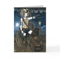 "Helena" Sky Pirate Ship Moon Fae Card