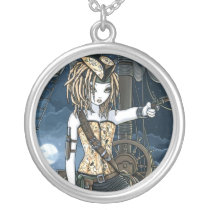helena, pirate, pirates, gothic, ship, ocean, moon, gun, telescope, lattern, dreadlocks, sea, fantasy, art, myka, jelina, oceanic, Necklace with custom graphic design